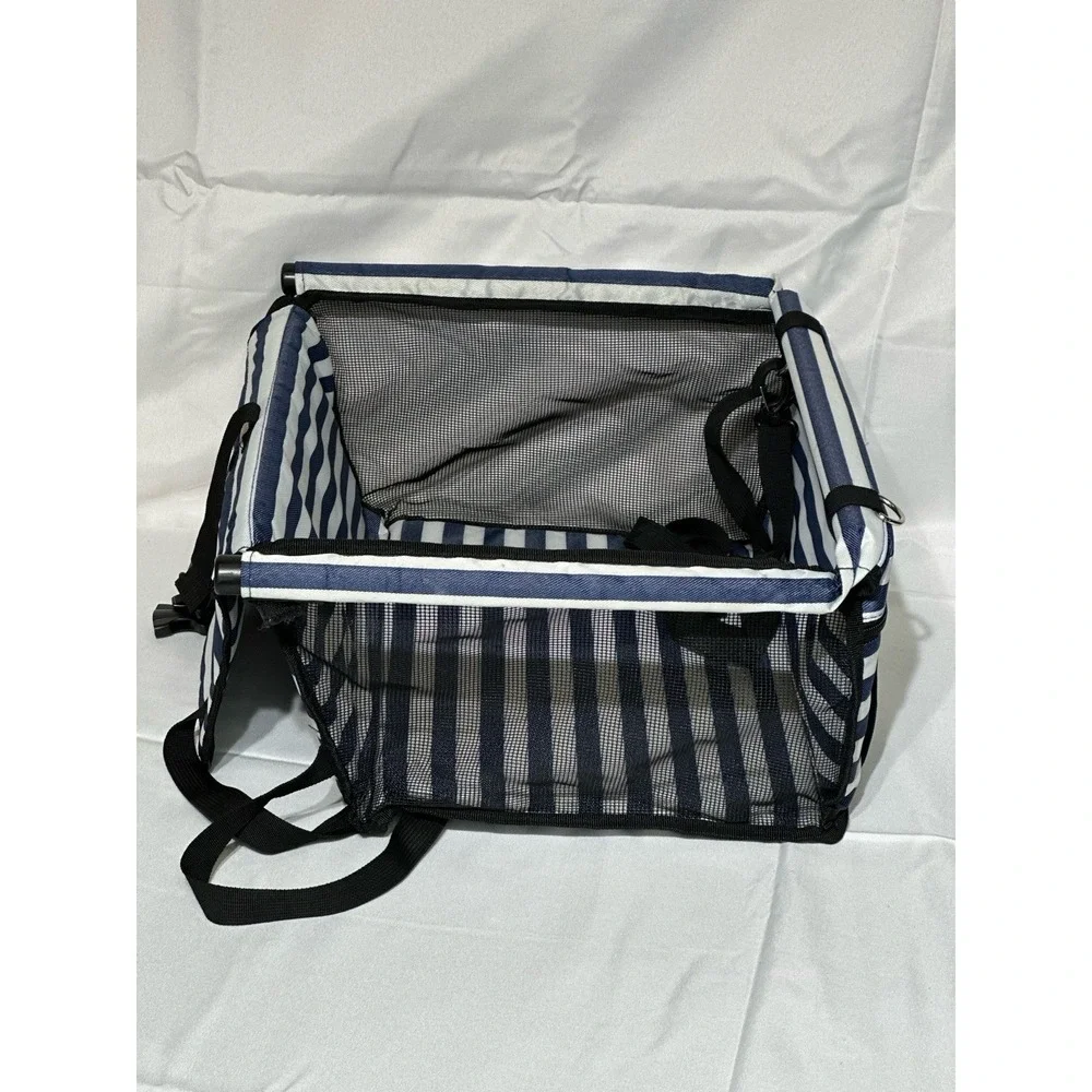 Marslabo Dog Car Booster Seat, For S/M Size Dog Blue Stripes.